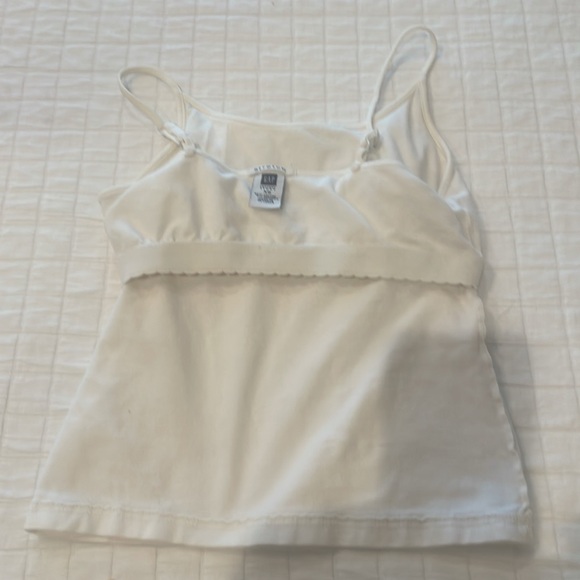 Vintage Y2K Gap Cami stretch camisole shelf bra adjustable strap white cotton XS - Picture 6 of 8